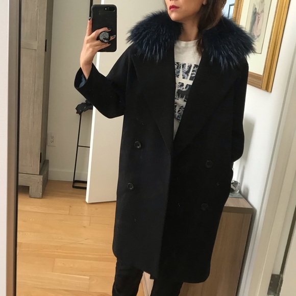 Shanghai Tang Wool Coat w/Raccoon fur collar - Picture 8 of 11